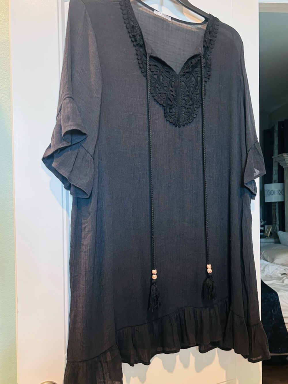 AIMAGE Black Lightweight Tunic Bathing Suit Cover-up